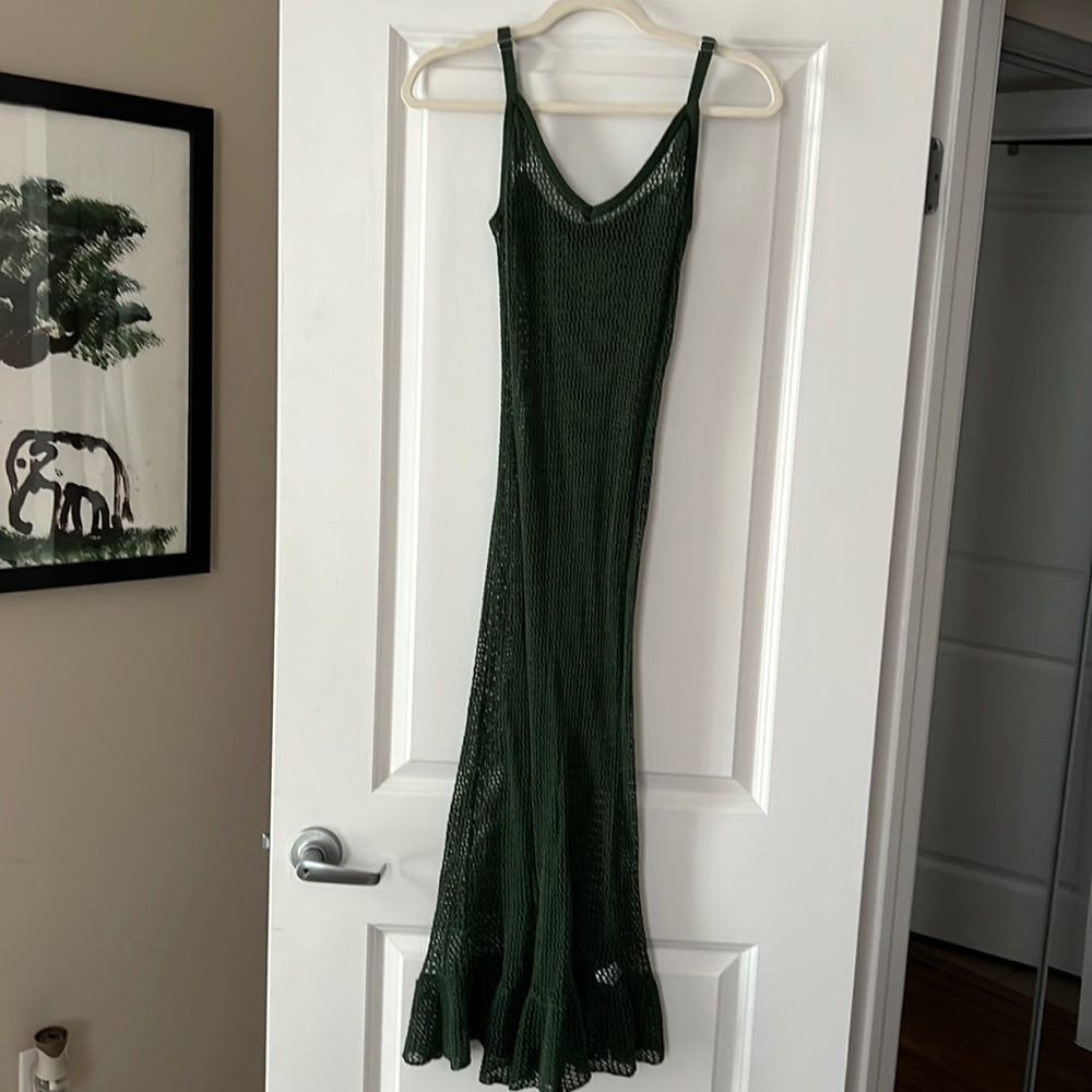 HOUSE OF HARLOW X REVOLVE -Mesh cover up dress- dark green
